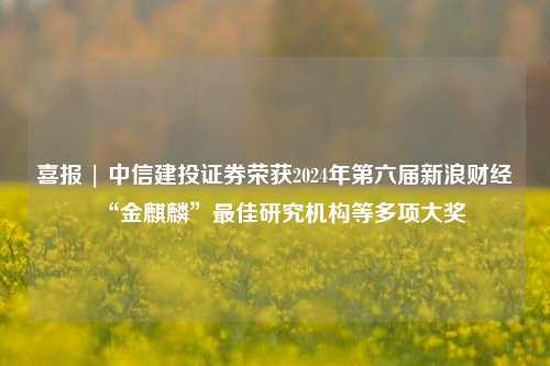 喜报 | 中信建投证券荣获2024年第六届新浪财经“金麒麟”最佳研究机构等多项大奖