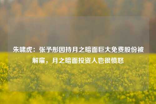 朱啸虎：张予彤因持月之暗面巨大免费股份被解雇，月之暗面投资人也很愤怒