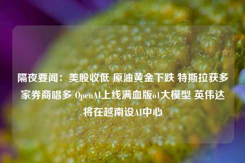 隔夜要闻：美股收低 原油黄金下跌 特斯拉获多家券商唱多 OpenAI上线满血版o1大模型 英伟达将在越南设AI中心