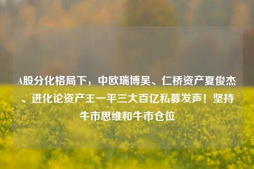 A股分化格局下，中欧瑞博吴、仁桥资产夏俊杰、进化论资产王一平三大百亿私募发声！坚持牛市思维和牛市仓位