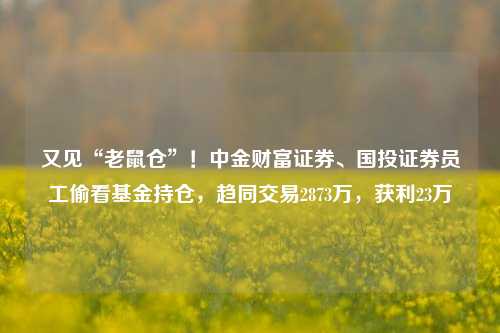 又见“老鼠仓”！中金财富证券、国投证券员工偷看基金持仓，趋同交易2873万，获利23万