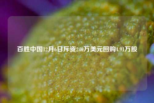 百胜中国12月6日斥资240万美元回购4.91万股