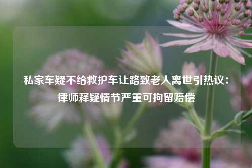 私家车疑不给救护车让路致老人离世引热议：律师释疑情节严重可拘留赔偿