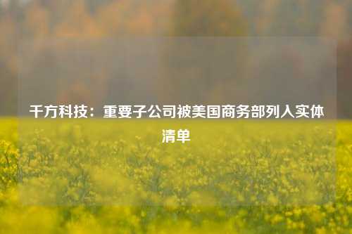 千方科技：重要子公司被美国商务部列入实体清单