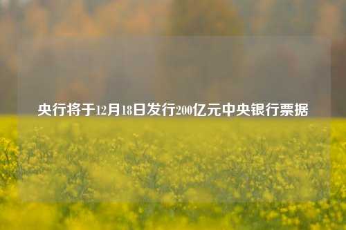 央行将于12月18日发行200亿元中央银行票据