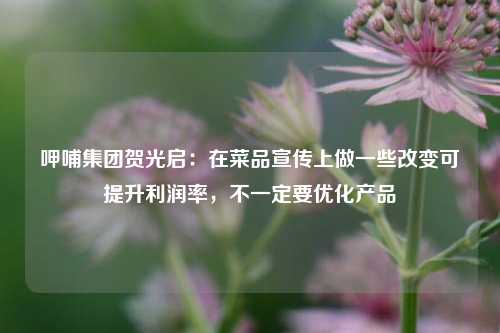 呷哺集团贺光启：在菜品宣传上做一些改变可提升利润率，不一定要优化产品