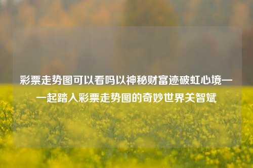 彩票走势图可以看吗以神秘财富迹破虹心境—一起踏入彩票走势图的奇妙世界关智斌