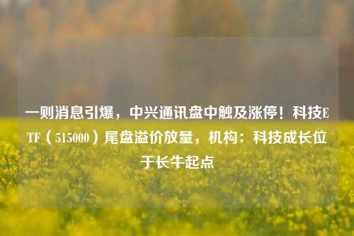 一则消息引爆，中兴通讯盘中触及涨停！科技ETF（515000）尾盘溢价放量，机构：科技成长位于长牛起点